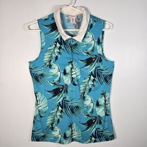 Tommy Bahama Womens Active Golf Tropical Collar Sleeveless Shirt Medium M